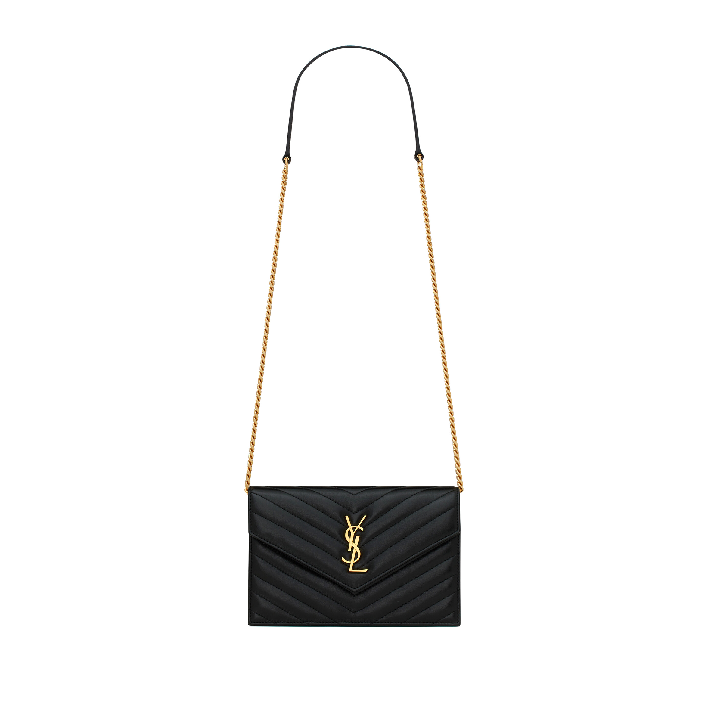 YSL CASSANDRE ENVELOPE CHAIN WALLET IN LAMBSKIN 742920AAA441000 (19*12.5*3.5cm)